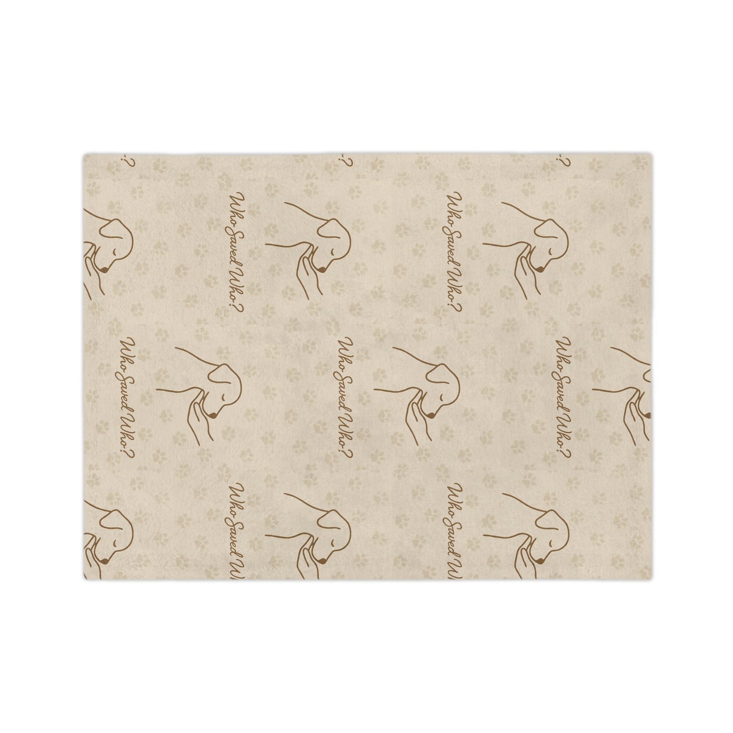 Microfiber Blanket - Cozy Minimalist Line Art Dog 'Who Saved Who' Design