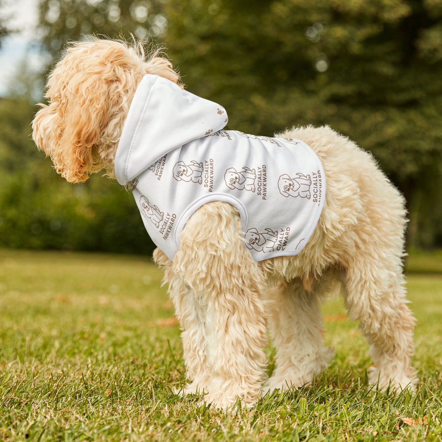Dog Hoodie - Socially Pawkward Line Art Design