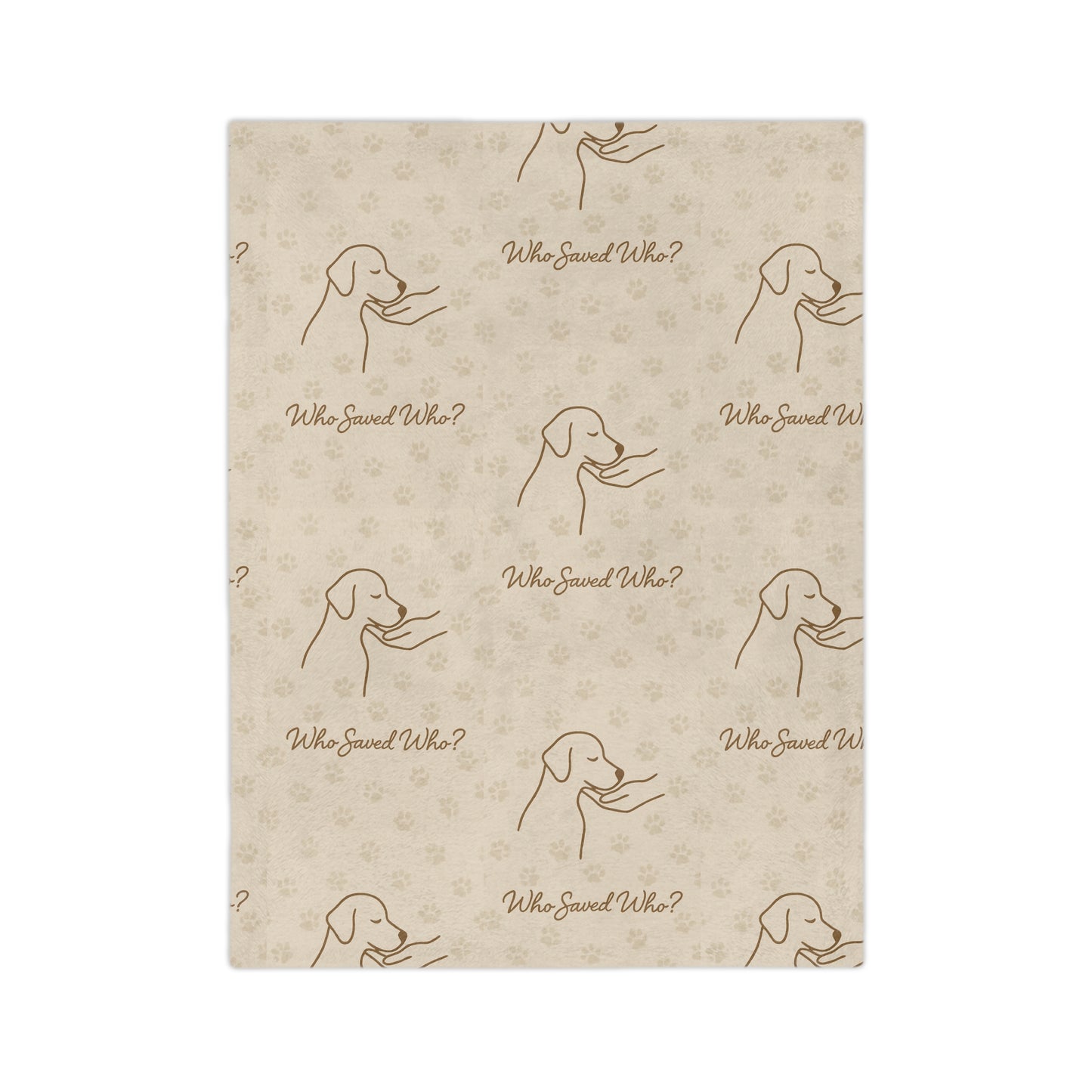 Microfiber Blanket - Cozy Minimalist Line Art Dog 'Who Saved Who' Design