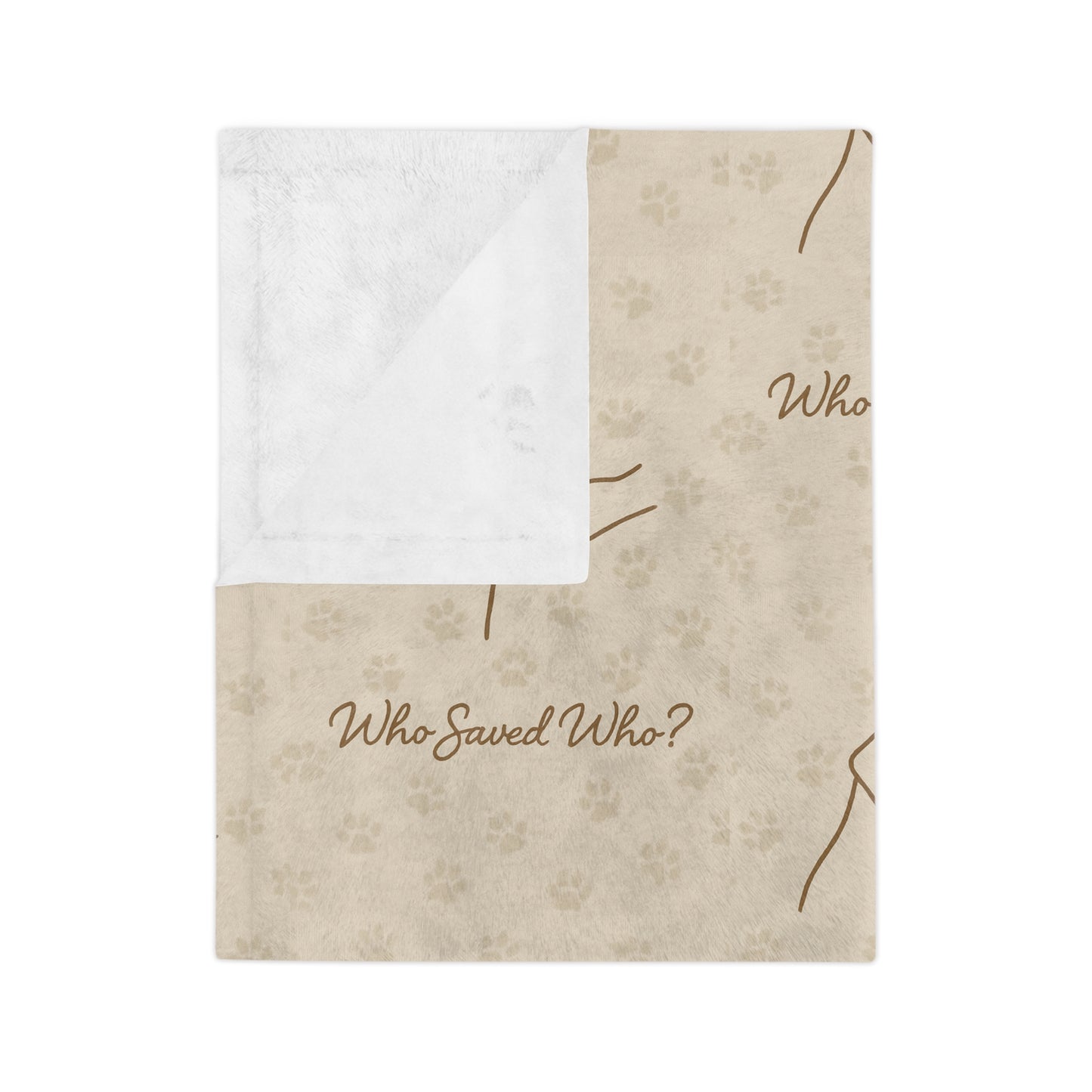 Microfiber Blanket - Cozy Minimalist Line Art Dog 'Who Saved Who' Design
